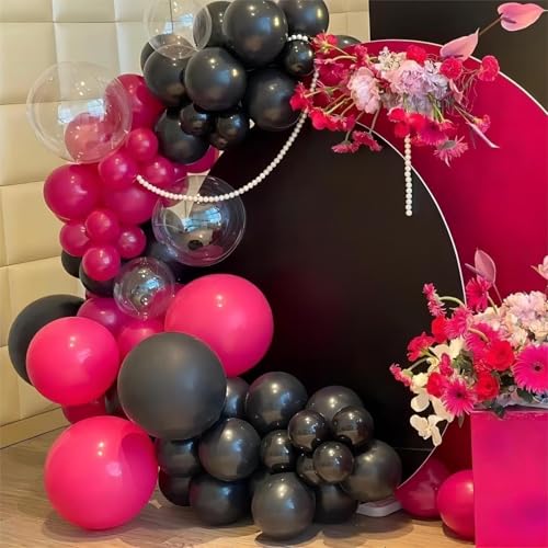 Image of 100pcs Black Balloons, Helium Quality 12 inch Black Party Balloons for Birthday, Halloween, Graduation Party Decorations (66ft Ribbons)