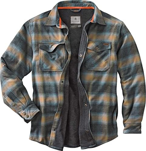 Legendary Whitetails Mens Thermal Lined Shirt Jacket Plaid Flannel Polyfill Insulated, Sky Plaid, MED