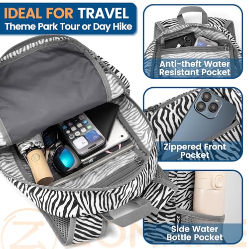 Image of ZOMAKE Ultra Lightweight Packable Backpack 25L, Foldable Hiking Backpacks Water Resistant Small Folding Daypack for Travel(Zebra Print)