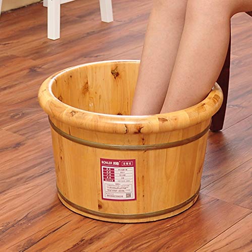Balde de madera para baño de pies de cedro con tapa miniatura 3