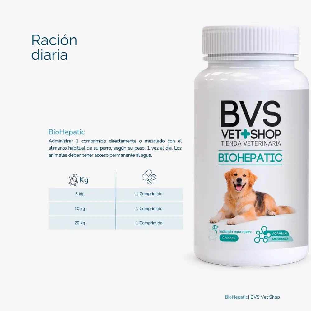 BVS Vet Shop | BioHepatic 40 Comprimidos para Perros | para la reducción de trastornos de la absorción intestinal, hepáticos, renales y cardiacos | Razas Pequeñas