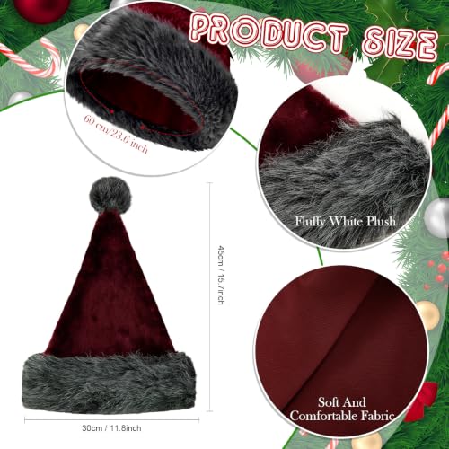 Image of Vicenpal 20 Pcs Santa Hats Bulk for Adults, Grey Burgundy, Classic