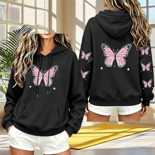 Cute Hoodies For Women Y2K Graphic Hooded Drawstring Long Sleeve Sweatshirt - image 5
