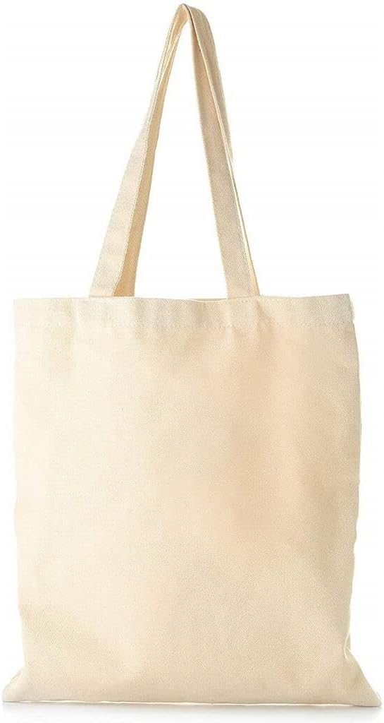 Cotton Canvas Reusable Tote Bags, Cloth Fabric Totes with Handles 15x16 (1-Bag) TBF