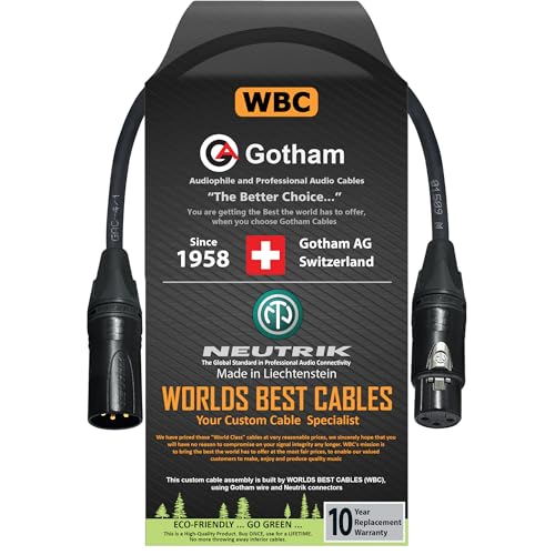 Câble GAC-4/1 Gotham 30 cm et fiches XLR Neutrik Gold