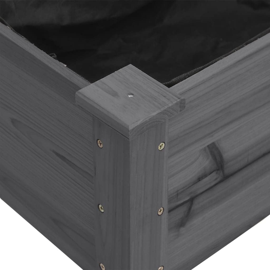 Pflanzkübel mit Einsatz Grau aus massivem Tannenholz 71x37x76 cm, Blumentopf mit Abflussloch für Balkon, Terrasse und Garten, Indoor Outdoor Balkonkasten mit Bewässerung und Deko