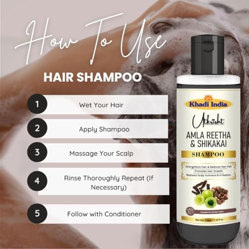 Image of Khadi Natural Amla, Reetha, Shikakai Hair Shampoo for Hair Fall Control, Dandruff Care & Hair Growth - Ayurvedic Herbal Hair Cleanser for Hair Growth & Strong Roots - Gentle Daily Use | 210ml