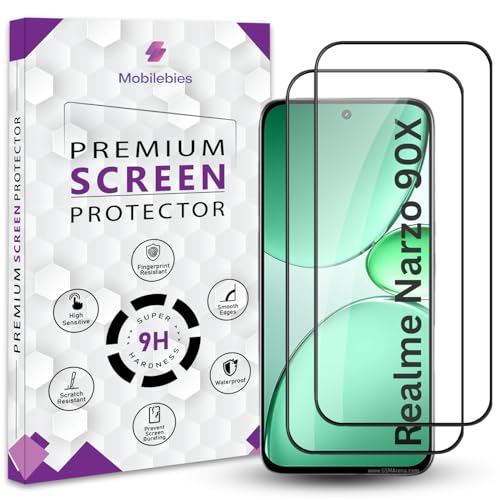 Image of Premium Tempered Glass Screen Protector Guard For Realme Narzo 90X 5G (6.8 Inch, Pack of 2) | Edge to Edge Coverage With Easy to installation kit