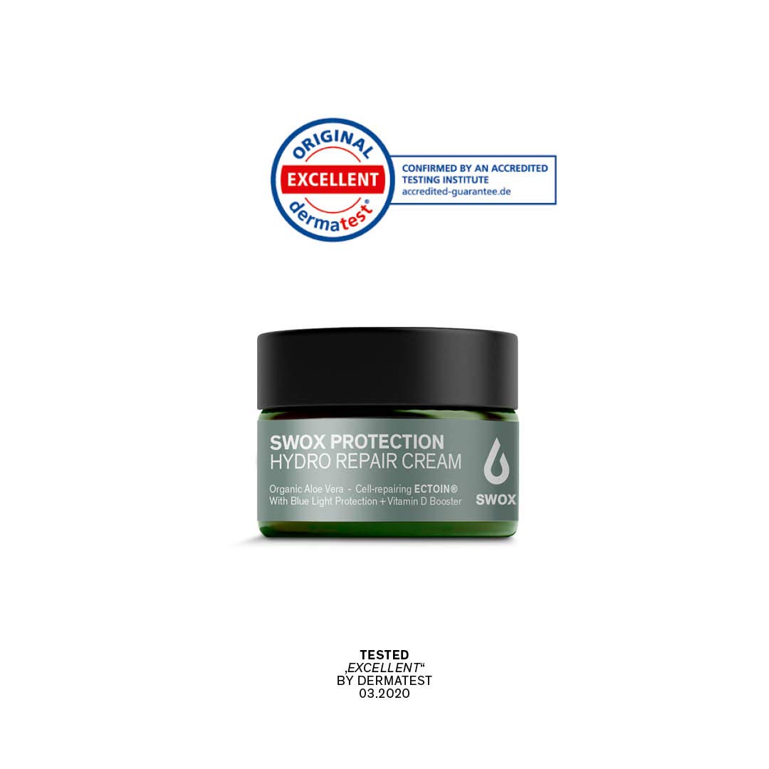 SWOX After Sun Repair Cream mit Bio Aloe Vera - Feuchtigkeitsspendende Tagescreme und Regeneration für gestresste Haut - Reisegröße 50ml