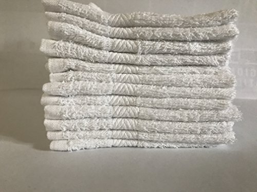 10 New White S WASHCLOTH Towel Dobby Border Ringspun 100% Cotton 12X12 INCH.