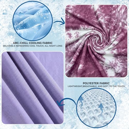 Image of Guohaoi Cooling Throw Blanket for Hot Sleepers, Full Size 60''x90'' Lightweight Breathable Summer Bed Blanket for Couch, Arc-Chill Q-Max >0.5 Cool Fiber,Lightweight Tie Dye Blanket Purple