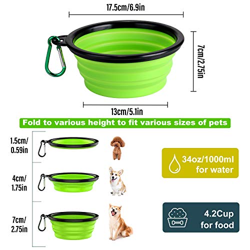 3 Stück Faltbare Hundenapf mit Deckel, Qianyou Silikon Haustier Klappbarer Reisenapf, Tragbare Hundenäpfe Auslaufsichere Trinkschale für Katzen, Trinknapf Hund für Unterwegs Camping Reise (450ML) - Image 8