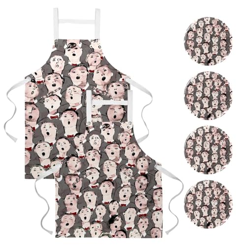 Lot de 2 tabliers de cuisine avec 4 broches pour le service en bistrot et bar