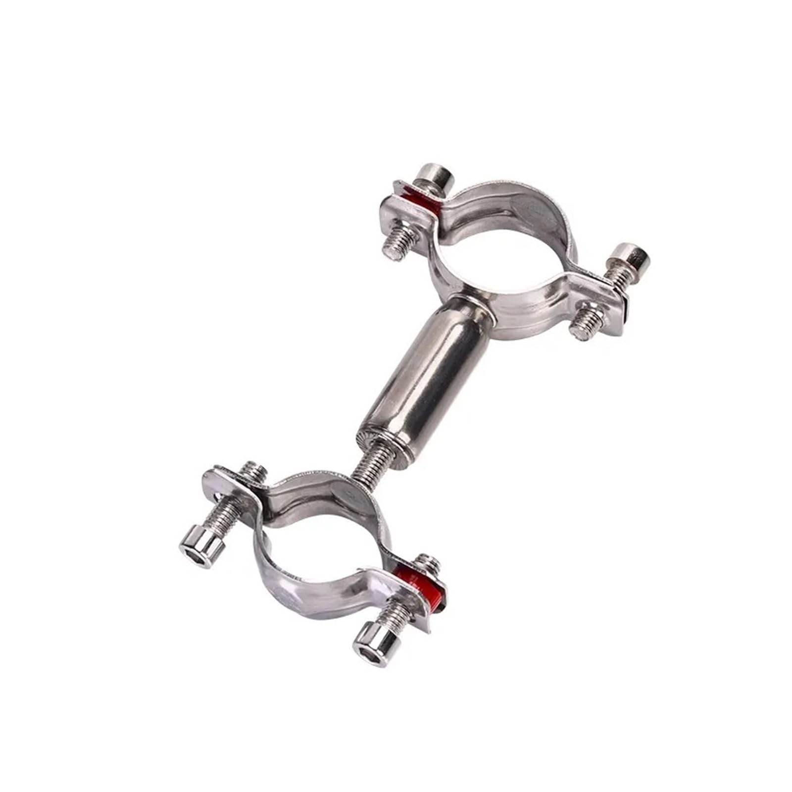 Supporto a doppia testa regolabile in acciaio inossidabile 304 | Pinza di supporto a doppia testa regolabile, lunghezza barra 55-100mm, adatta a tubi di diametro esterno 8-65mm(60-65mm)