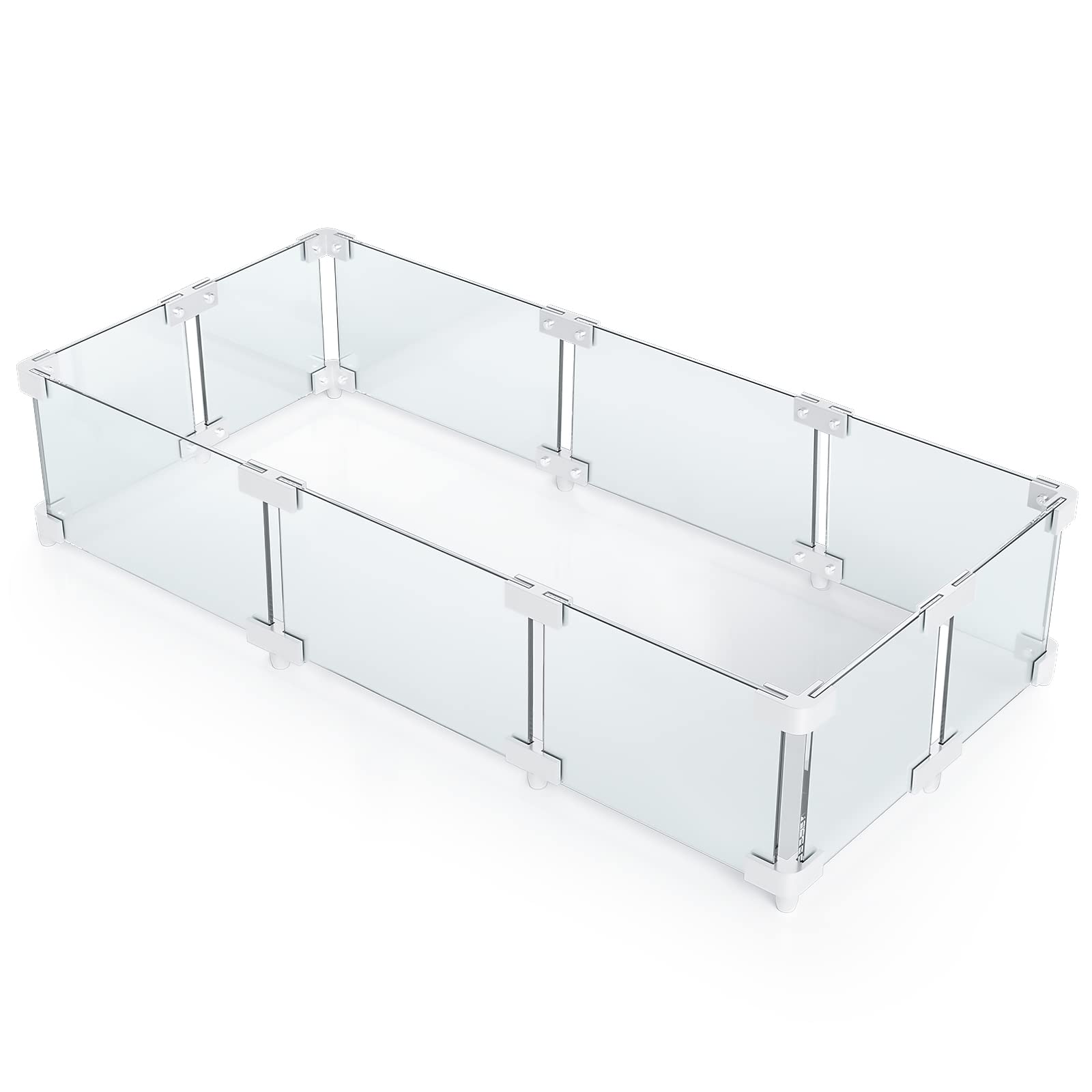 Grisun Rectangle Fire Pit Glass Wind Guard - 41.7 x 17.9 x 6 inch, Thick 6/25 inch Heat-Resistant Tempered Glass Guard for East Oak and Essential 52 inch Fire Pit Table