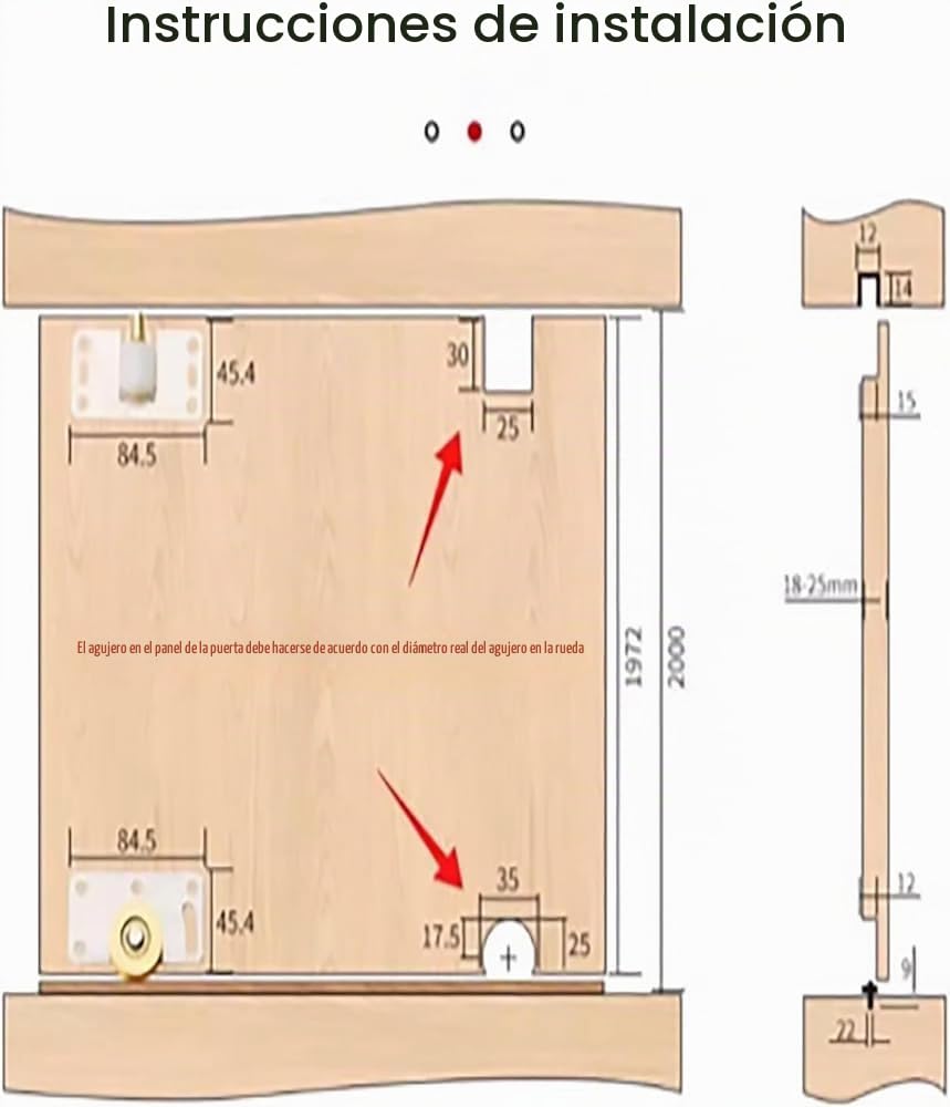 Kit de riel para puerta corredera, juego de rieles de madera para puertas correderas, sistema completo de puerta corredera de armario