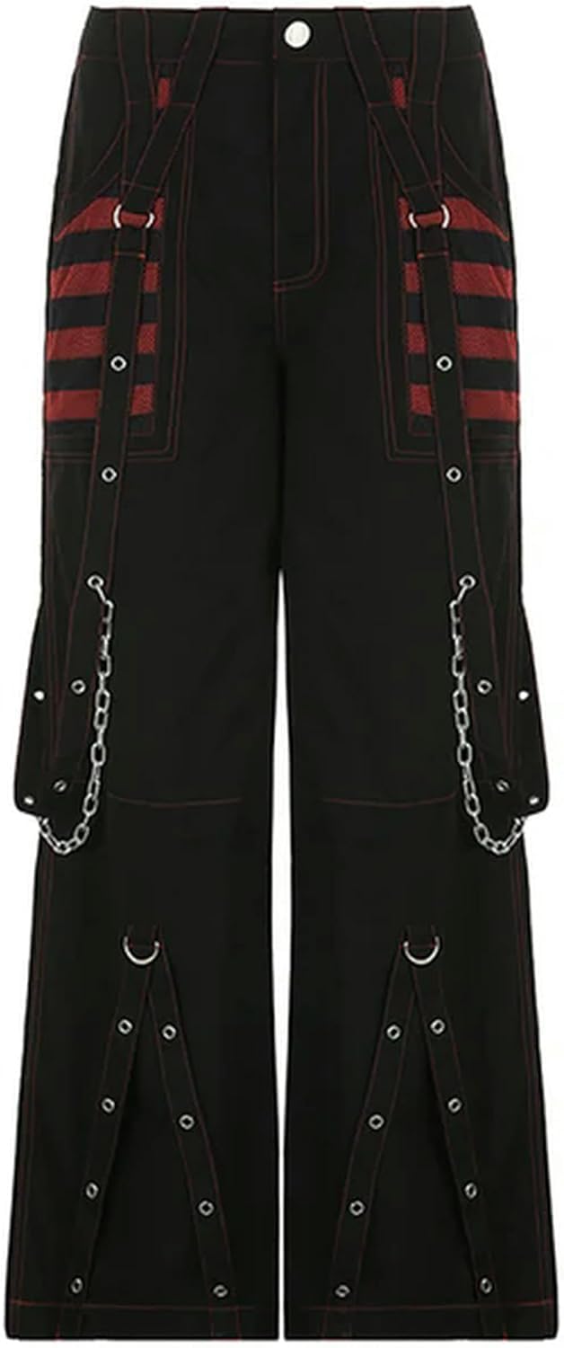 Pantalon large noir gothique et punk taille haute style baggy M