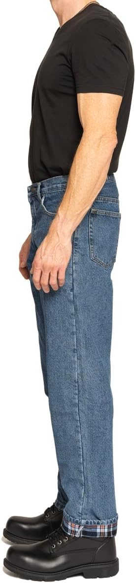 Full Blue Men's 5 Pocket Flannel Lined Jeans - Image 5