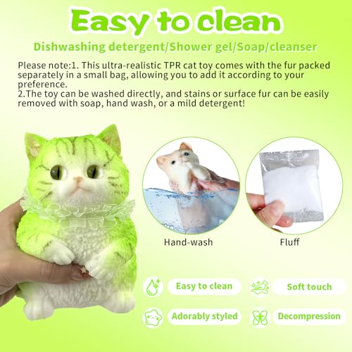 Image of Big Hand Painted Cat Squishy Toys,Large Cute Ultra Soft Kitty Squeeze Fidget Toys for Stress Relief ,Kawaii Squishies Sticky Animal Toys for Adults Kids,Decompression Sensory Balls Toys(PQN