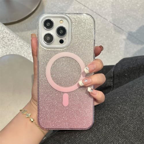 Étui de chargement sans fil brillant pour illuminer vos soirées avec votre iPhone 13 rose