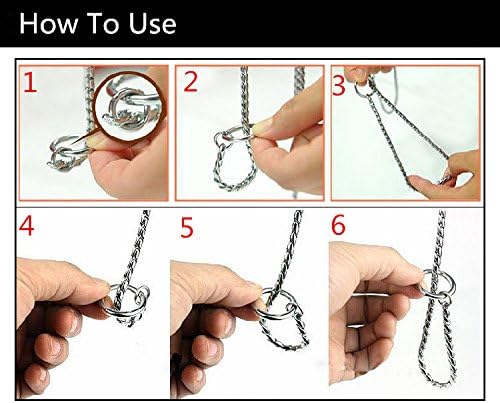 Miniatura 5 de Umysky Cadena de metal cromado para perro con diseño de serpiente en forma de serpiente, estranguladorcollar totalmente garantizado contra el