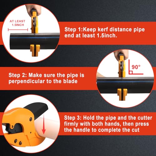 Image of PVC Pipe Cutter - Cuts Up to 2-7 /8 inch, Ratchet Type PVC Cutter SK5 Blade and Aluminum Alloy Body, One-hand Rapid Cutting Tool for PEX, PVC, and PPR Pipe