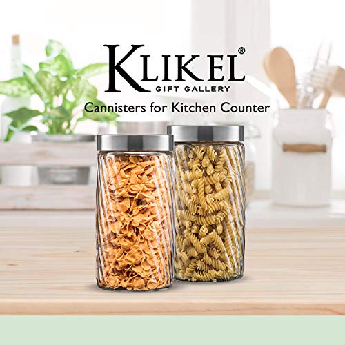 Glass Jar With Lid - Glass Canister 50Oz/1500Ml - 2Pc Canister Set For Kitchen Counter - Cookie Jar - Glass Storage Jar - Canister With Lid By Klikel #TOP4
