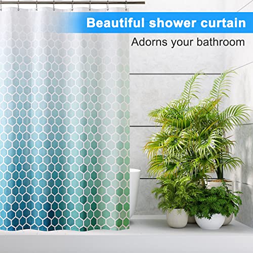 Shower Curtain 𝟳𝟮"𝘅𝟳𝟮" 𝗢𝗺𝗯𝗿𝗲 Geometric, Waterproof Polyester Weighted Thickened Shower Curtains For Bathroom, Washable, Quick Dry, Fabric Shower Curtain With 12 Metal Hooks &12 Plastic Hooks #TOP6