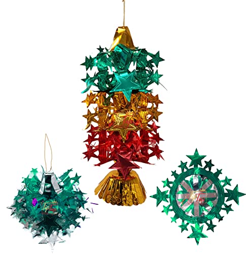 Image of Classic Metallic Folding Paper Hanging Lamps Chandeliers Garland (Multicolor) (Star Coin Lamp, 6 Pieces)