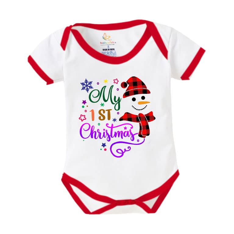 baby wish Baby Christmas Bodysuits Newborn Santa Baby Romper Half Sleeve Unisex Romper My First Christmas Teddy Theme