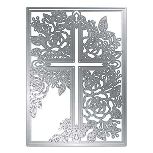 Scrapbooking Dies, Matrice de Découpe de l'arrière-Plan Sunrise, Noël Découpage Pochoir Moule à Gabarit en métal, Fleurs Dentelle Cutting Dies Album de Scrapbooking Outil de Gaufrage