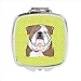 Checkerboard Lime Green English Bulldog Compact Mirror44; 2.75 x 3 x .3 In.