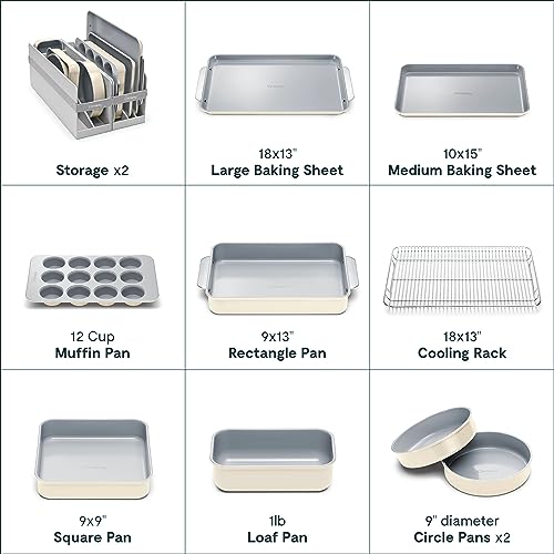 image for Caraway Nonstick Ceramic Bakeware Set (11 Pieces) - Baking Sheets, Ass