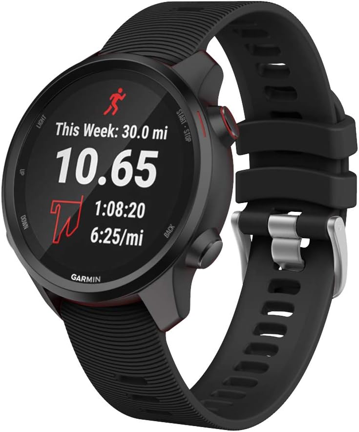 ISABAKEWatch Band for Garmin Forerunner 245/245 Music/Forerunner 645/645 Music,Compatible with Garmin Vivoactive 3 /Venu Sq/Vivomove HR,20mm Soft Silicone Replacement Wristbands (Black)