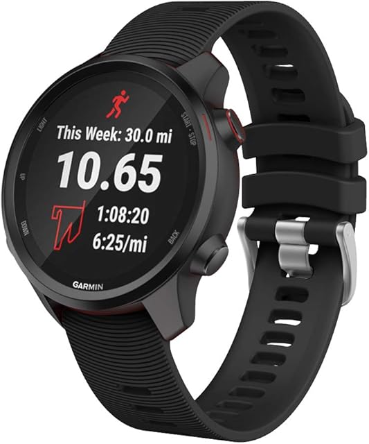 ISABAKE Silicone Strap for Garmin Forerunner 245/645 Music Band, 20mm Replacement Watch Band for Vivoactive 3, Vivomove HR