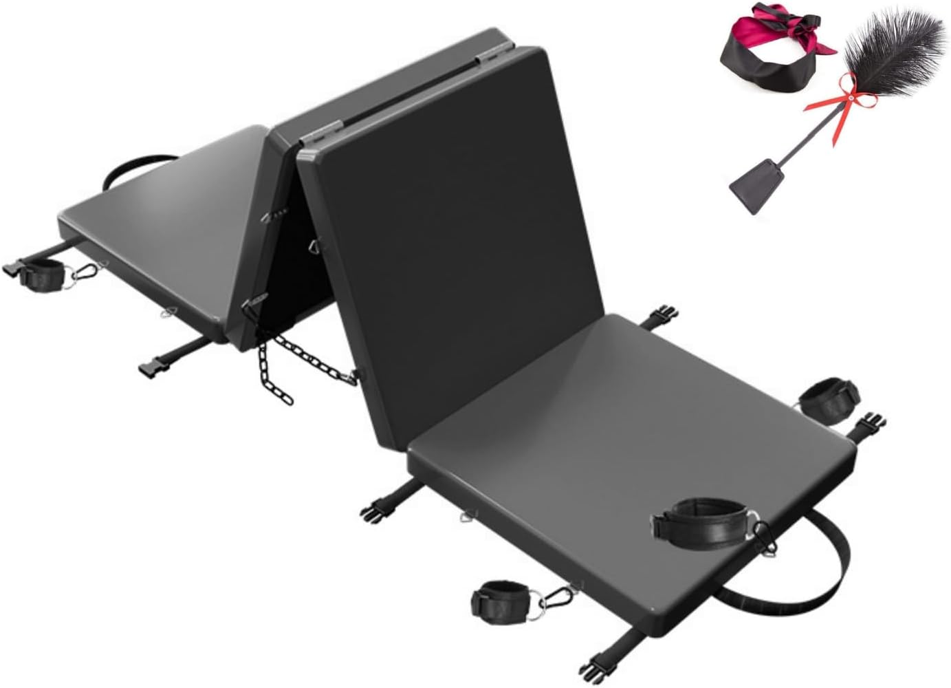 Sex Chair, Bedroom Sex Furniture PU Leather Fetish Restraints System Portable Collapsible Bed Toys for Men Couples Sunglasses LG09128