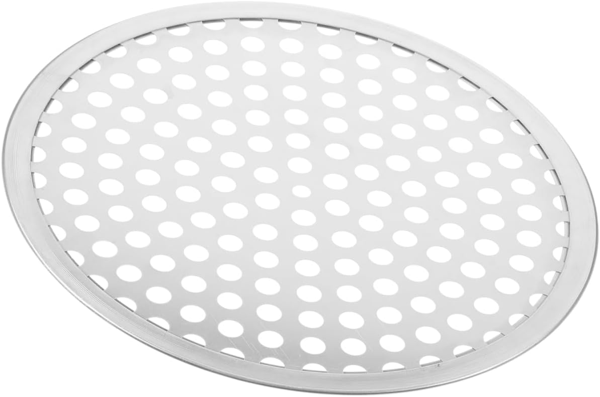 Amosfun 7.87 Inch Round Perforated Stainless Steel Pizza Pan for Oven and Grill Nonstick Pizza Baking Tray for Crispy Seafood and Vegetable Cooking