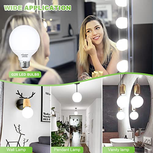 G25 Led Globe Light Bulbs, Comzler 80 Watt Equivalent 5000K Daylight Vanity Light Bulb, 900Lm Led Bathroom Light Bulbs, E26 Medium Screw Base, Non-Dimmable, Pack Of 4 #TOP6