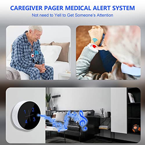 Calltou Wireless Caregiver Pager Call Button 500Ft Nurse Alert System For Elderly Monitoring Alert Button For Seniors,1 Number Receiver + 2 Sos Transmitters(1 Sos Watches+1 Button) #TOP1