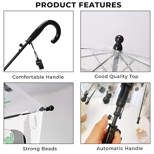 Image of Kraptick Transparent Printed Umbrella for Kids, Stylish & Cute Child Safe Umbrella for Rain, Automatic Water-Proof Umbrellas for Children's /Boys /Girls /Kids (MFP /1112-V)