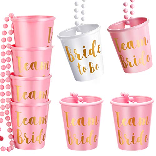 Miniatura 6 de Boao 8 Unidades De Collar De Cristal Con Perlas De Plástico Para Novia Y Novia, Color Rosa Y Blanco, Con Lámina Dorada Para Despedida De Soltera, Fiestas, Collares Rosa