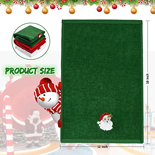 Xtowen 12" X 18" Christmas Hand Towels Washcloths, 100% Pure Cotton Kitchen Bathroom Soft Towels For Drying & Cleaning, Perfect Xmas Holiday Home Decor Set Of 3 (Red, White, Green) #TOP1