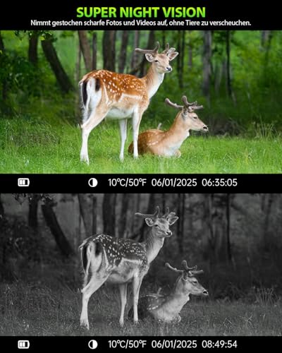 KJK Wildkamera mit Handyübertragung APP, 4K 64MP HD WLAN Bluetooth mit 64GB Speicherkarte,...