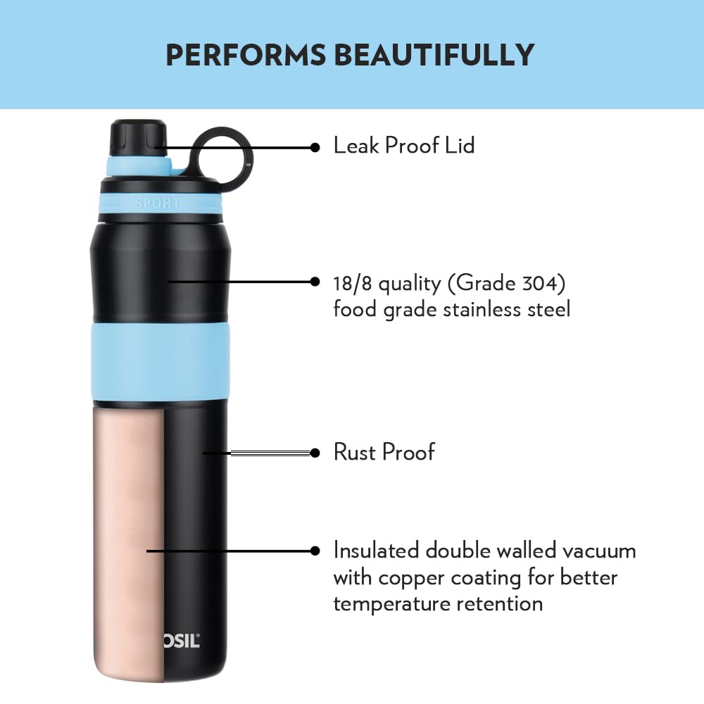 Borosil Hydra Thirst Burst Arctic 800 ml Stainless Steel Water Bottle | Double Wall Vacuum Insulated Flask | 12 Hours Hot & Cold | Ideal for Personal & Corporate Gifting | 1 Year Warranty — Amazon image 5