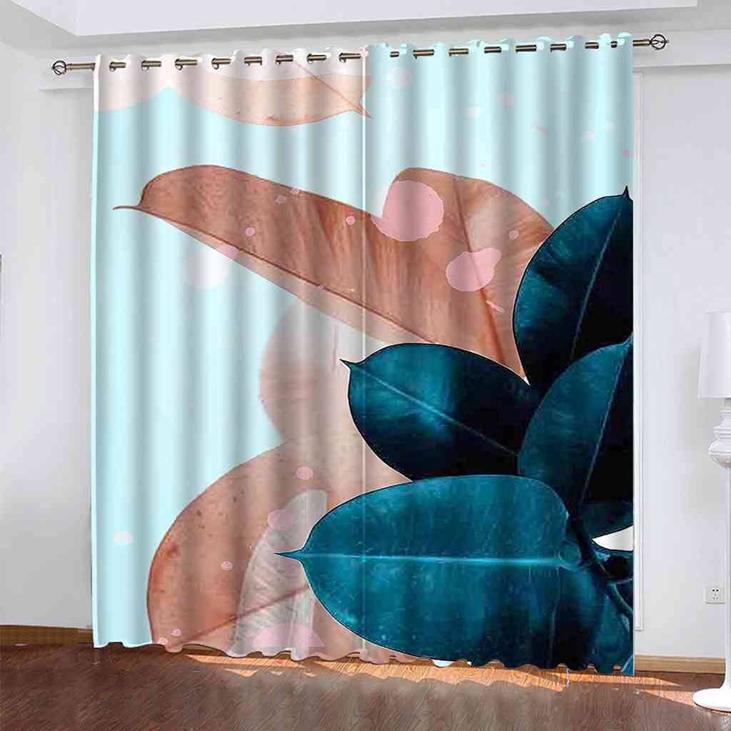 Rideaux occultants 3D isolant thermique GXLOGAA bleu rose 140x160 cm