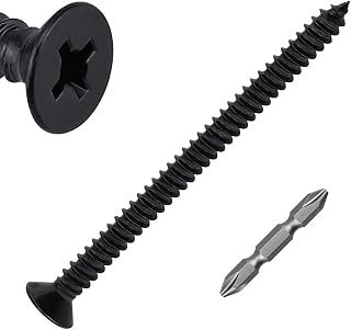30-Pack #12 x 3 Black Flat Head Self Tapping Screws for Wood/Sheet Metal/Plastic, Stainless Steel 304(18/8), Rust-Resistant Screws, Phillips Bit Included
