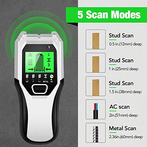 Détecteur De Montants Mural Multifonction - Détection Métal Et Bois Dans Murs, Plafonds, Sols - Écran LCD, Alertes Sonores/vibrations - Alimentation 9V (pile Non Incluse) - 11