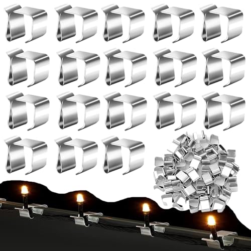 RXKFIGX 60 Pcs Crochet de Lumière de Noël Crochets de Gouttière de Toit Extérieurs Crochet de Gouttière Crochets de Gouttière de Lumières de Noël pour les Lumineuse Intérieur et Extérieur Universel