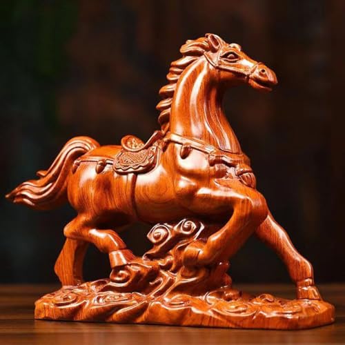 Estatua de caballo de madera Feng Shui pequeña miniatura 7