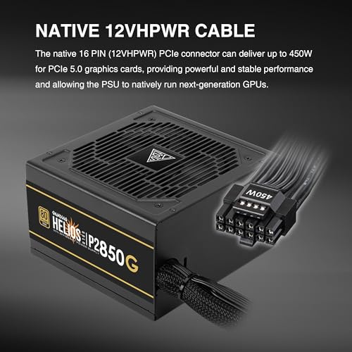 Image of GAMDIAS PCIe 5.1 & ATX3.1 Gold 850W Power Supply for GeForce RTX 5000 /4000 /3000 Series, 850W Fully Modular ATX 80 Plus Gold Computer PSU for Gaming PC Desktops, Low-Noise Fan, HELIOS P2-850G